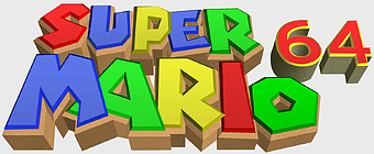 Super Mario 64 logo, Nintendo 64 game art, Mario Bros. characters, Shigeru Miyamoto design, retro gaming graphics, classic video game branding, iconic 3D platformer