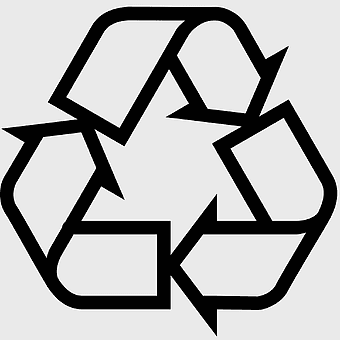 recycling symbol, plastic recycling, waste management, black and white icon, sustainable waste disposal, environmental conservation, eco-friendly recycling