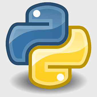 Python logo, computer programming language, high-level programming, Python programming paradigm, coding symbol, software development icon, tech language graphic