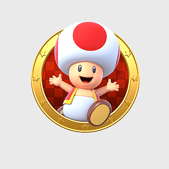 Mario Party Toad, Super Mario Bros character, Nintendo 3DS game art, Mario Party 8 illustration, Mushroom Kingdom icon, Toad festive design, gaming character emblem