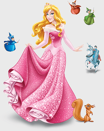 Princess Aurora Disney, Sleeping Beauty cartoon character, Disney Princess figurine, Aurora pink dress, fairy tale princess, enchanted forest characters, magical kingdom dolls