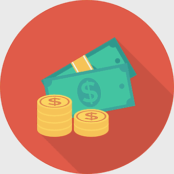 service expense icon, pay money icon, financial services icon, money and coins icon, budgeting expenses, cash payment symbol, financial management graphic