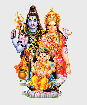 hindu god shiva, lord shiva and goddess, shiva family image, shiva ganesh parvati, divine trinity, hindu mythology art, spiritual deities illustration, png