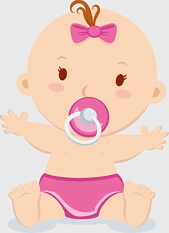 baby with pink pacifier, infant child mother, baby announcement card, cute baby girl, newborn baby illustration, cartoon baby character, adorable baby