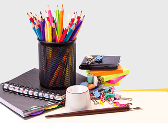 ANT Stationers office supplies, pencil assortment, paper clips, business stationery, desk organization tools, writing essentials, office desk accessories