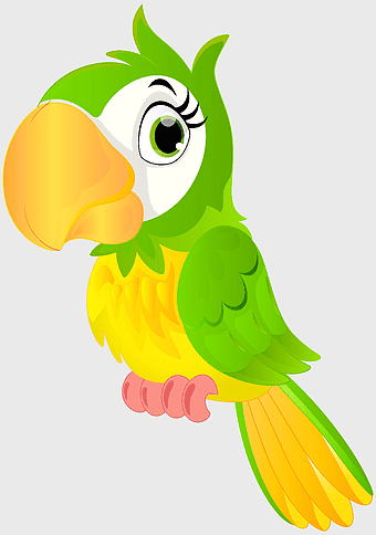 Parrot Bird Cartoon, green parrot illustration, yellow and green parakeet, cartoon parrot character, tropical bird art, avian wildlife graphic, feathered companion drawing