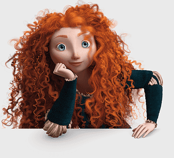 Merida Brave Disney Princess, Pixar animated character, red curly hair princess, long hair Disney hero, medieval fantasy princess, animated royal figure, vibrant character design