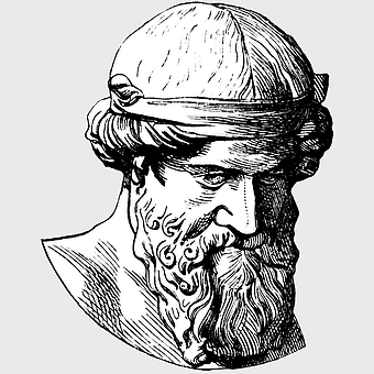 Socrates black and white drawing, Ancient Greece philosopher portrait, monochrome line art headgear, Republic Theaetetus philosophy illustration, classical Greek thinker depiction, wisdom beard visual art, antique civilization figure sketching