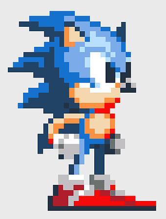 Sonic the Hedgehog 2 pixel art, 8-bit Sonic sprite, retro video game art, Super Sonic illustration, pixelated character design, classic gaming artwork, vintage game graphics