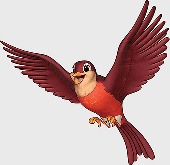 maroon bird animation, Disney Princess cartoon, Sofia the First bird, Queen Miranda feathered character, animated bird of prey, cartoon bird with wings spread, Disney Junior character illustration