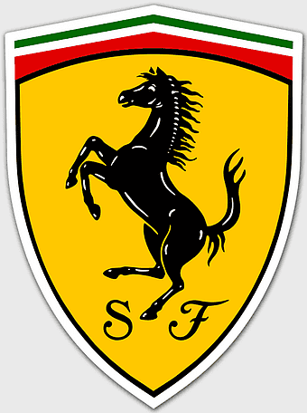 Ferrari logo, LaFerrari emblem, prancing horse symbol, yellow sports car badge, Italian automotive icon, luxury car branding, high-performance vehicle insignia