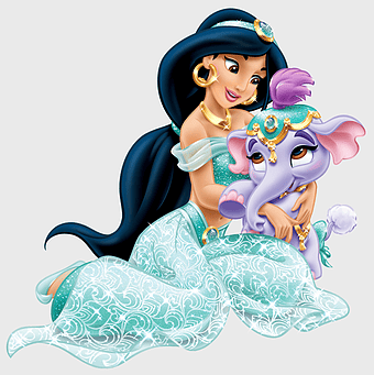 princess Jasmine illustration, Disney Princess Palace Pets, cartoon princess Jasmine, Aladdin character, magical palace pets, royal fantasy art, enchanted princess companion