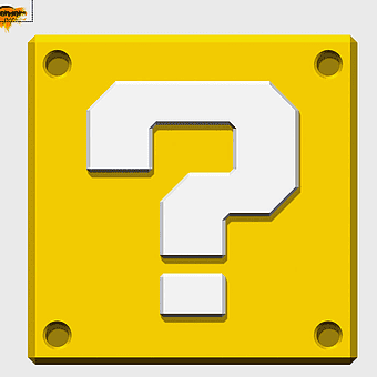 Super Mario Bros question mark, yellow mystery box, Mario gaming symbol, Nintendo video game icon, interactive game element, pixel art design, retro game culture, power-up block