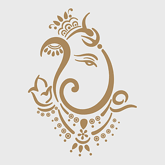 Shiva Ganesha logo, Ganesh Chaturthi line art, Hindu deity symbol, Ganpati drawing, ornate religious icon, spiritual artwork, divine figure illustration
