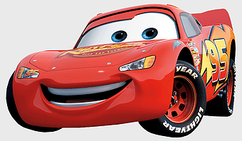Lightning McQueen illustration, Pixar Cars character, red sports car animation, Disney vehicle design, cartoon car art, animated racing vehicle, movie character drawing