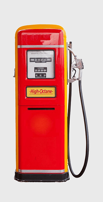 red gas station pump, high-octane fuel dispenser, vintage gasoline station, red fossil fuel pump, retro fueling equipment, classic petroleum service, isolated transportation energy source