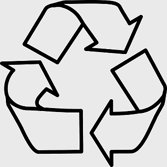 recycling symbol icon, black and white recycle logo, waste management graphic, monochrome recycling triangle, sustainable waste solutions, eco-friendly symbol design, environmental conservation image
