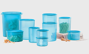 Tupperware lunchbox catalog bowl, food storage containers, plastic cylinder containers, pricing strategies, meal prep containers, kitchen organization solutions, blue plastic containers