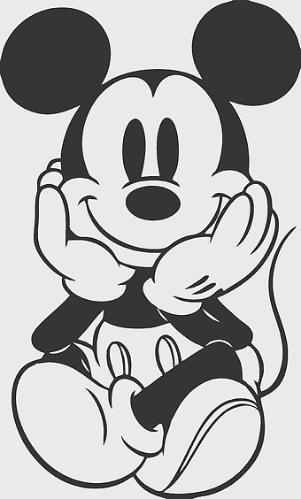 Mickey Mouse, black and white drawing, monochrome art, Walt Disney characters, classic cartoon, vintage illustration, iconic mouse design