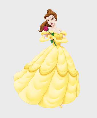 Belle Disney Princess, Beauty and the Beast character, yellow ball gown, enchanted rose, fairy tale princess, magical kingdom, Disney princess collection