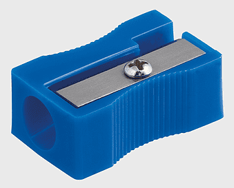 blue pencil sharpener, plastic pencil sharpener, office stationery tools, rectangular pencil sharpener, desk accessories, writing tools, school supplies