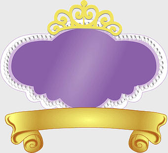 purple crown border, Disney Princess party logo, princess party design, yellow crown frame, royal party decoration, princess theme banner, fairy tale party element
