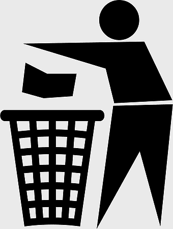 recycling symbol, waste bin, black and white icon, throw away, environmental conservation, sustainable waste management, trash disposal graphic