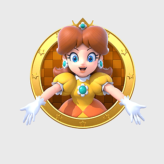 Princess Daisy Mario Party Star Rush, Nintendo 3DS game characters, cartoon princess figurine, Mario Series gaming, Super Mario world, video game princesses, animated character collectibles