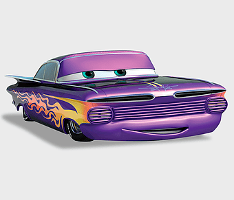 purple car, Pixar vehicle, Ramone from Cars, automotive exterior design, classic car animation, cartoon car character, vibrant car graphics
