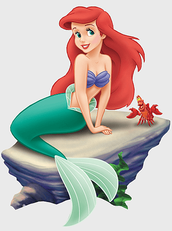 Ariel Disney Princess, Little Mermaid cartoon character, Sebastian the crab, Walt Disney mermaid, underwater fantasy art, animated sea creature, fairy tale figurine