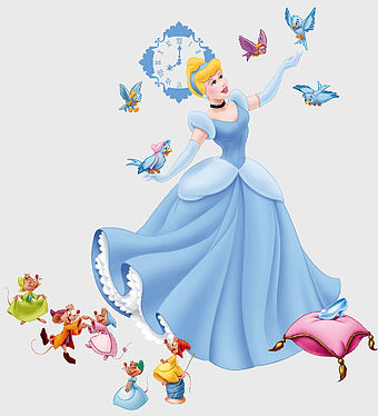 Cinderella illustration, Disney Princess Cinderella, story of Cinderella animation, fairy tale character, magical transformation scene, enchanted ball gown, whimsical animal friends