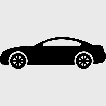 Sports car icon, black vehicle silhouette, automotive design graphic, car logo symbol, modern sports car illustration, high-performance vehicle graphic, sleek car outline art