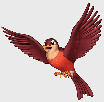 red bird cartoon, Princess Amber Sofia Disney, Sofia the First character, Disney Junior bird, animated bird character, fantasy bird illustration, cartoon wildlife art