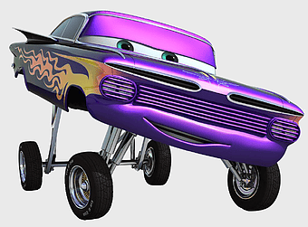 purple Pixar character, Ramone from Cars, Disney Cars vehicle, Pixar automotive design, lowrider car art, animated car movie, cartoon car illustration