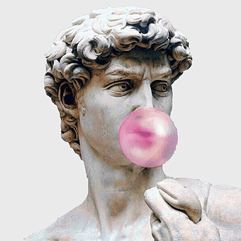 Statue of David bubblegum, vaporwave marble sculpture, David sculpture aesthetics, pixel art David, classical art remix, digital art sculpture, modern art reinterpretation