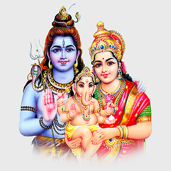 Shiva Parvati Ganesha, Mahadeva family, Hindu deities, Ardhanarishvara concept, divine family, sacred art, spiritual iconography