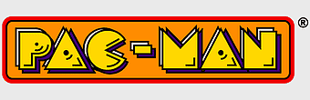 Pac-Man logo, Ms. Pac-Man Adventures in Time, Namco Museum Arcade game, Bandai Namco Entertainment, retro gaming graphics, classic arcade branding, pixel art design