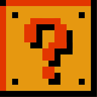Mario question block, Super Mario Bros pixel art, Nintendo retro gaming, Mario Bros power-up, classic video game icon, pixelated game design, vintage game graphics
