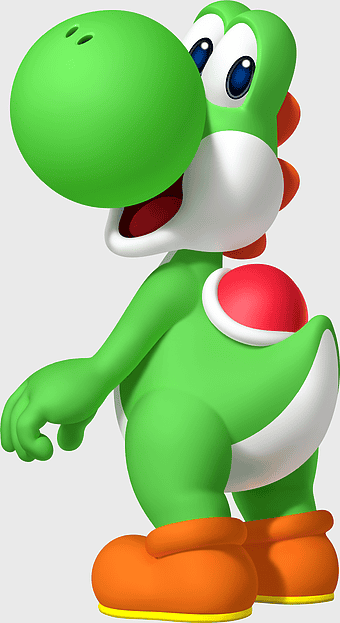 Super Mario World 2 Yoshi's Island, Yoshi character design, Mario Bros video game art, Super Smash Bros figurine, Nintendo gaming mascot, cartoon amphibian illustration, green dinosaur toy