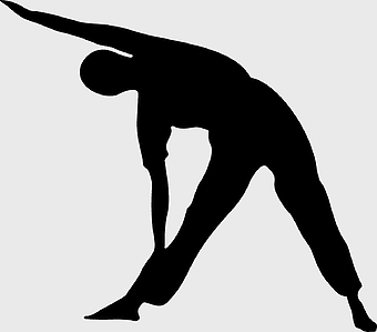 Stretching Exercise Silhouette, physical fitness routine, standing stretch pose, yoga silhouette, flexibility training, body alignment exercise, health and wellness illustration