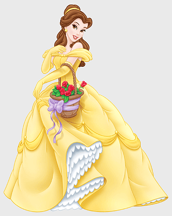 Belle Disney Princess, Beauty and the Beast Belle, Belle with roses, Belle in yellow dress, Disney princess fashion, fairy tale characters, princess illustrations