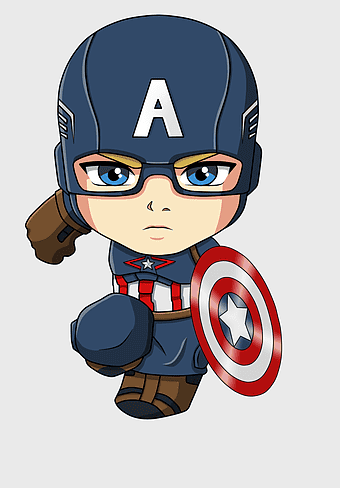 Captain America chibi, Marvel superheroes art, Avengers fan art, cartoon superhero characters, comic book heroes, animated comic characters, chibi art style, superhero shield illustration