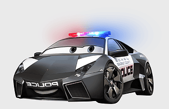 Cars Police character, Lightning McQueen animated car, Pixar film vehicle, police car design, animated police vehicle, cartoon car illustration, movie character vehicle