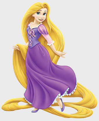 Disney Tangled Rapunzel, Rapunzel purple dress, Rapunzel long blonde hair, Rapunzel story character, princess animation art, fairy tale princess, cartoon character illustration