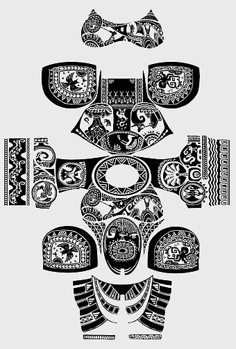 Maui old school tattoo, monochrome tattoo design, Moana Maui costume, black and white visual arts, Polynesian tattoo art, tribal symbol, Disney character illustration