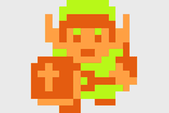 The Legend of Zelda pixel art, Link character sprite, 8-bit Nintendo game icon, Zelda series retro graphics, pixelated adventure hero, classic gaming character, vintage video game art