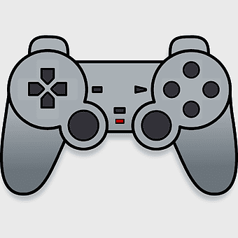 gray PlayStation controller illustration, cartoon gamepad design, video game accessory image, electronics hardware graphic, gaming console peripherals, interactive entertainment devices, digital entertainment tools