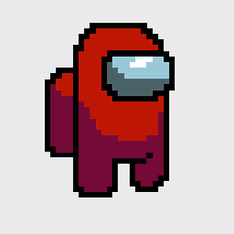 Pixel art Among Us, red imposter character, pixelated game design, Among Us pixel character, retro gaming graphics, digital art illustration, space-themed artwork, png