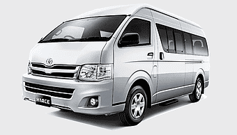 Toyota HiAce van, Toyota commercial vehicle, compact van rental, Toyota passenger transport, minibus exterior design, automotive transportation solutions, light commercial vehicle models
