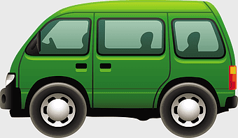 green minivan, cartoon car, compact van, vehicle transport, eco-friendly vehicle, animated transportation, vibrant car design
